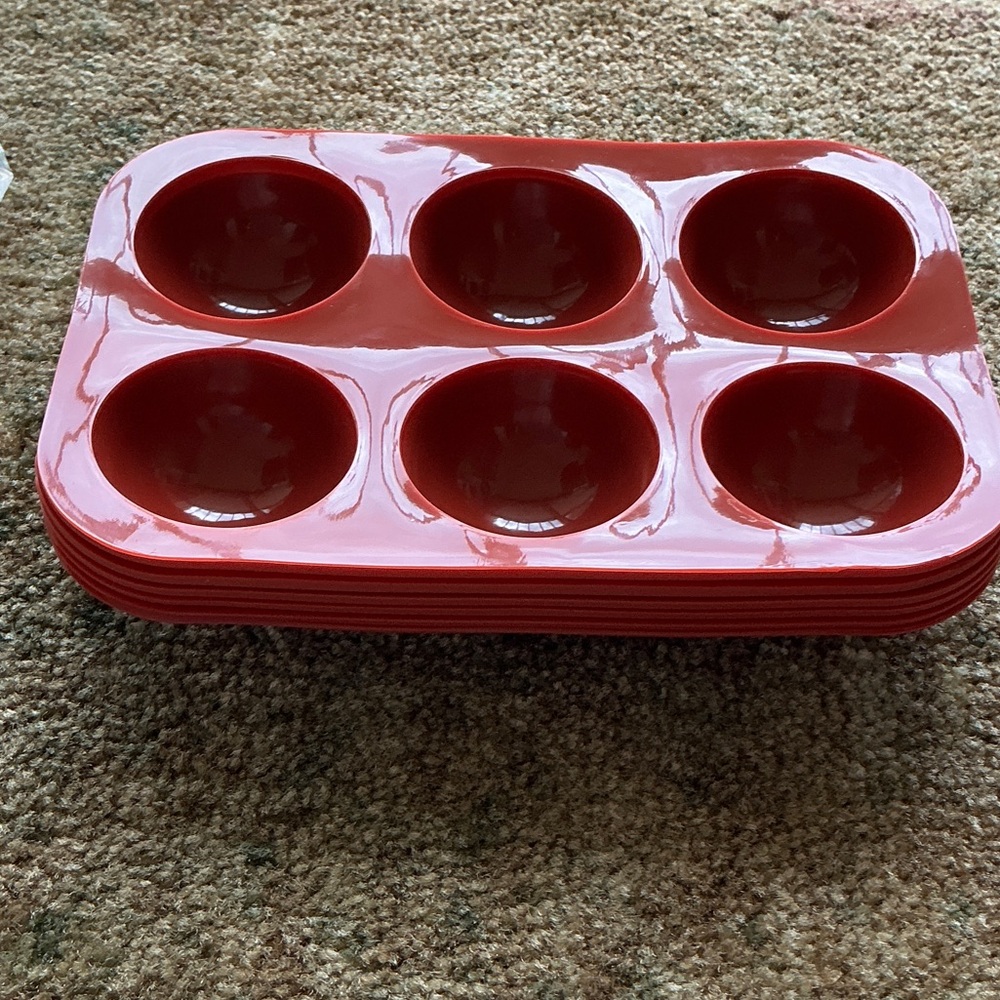 Six Trays Mini Red Silicone Muffin Pan